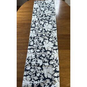 Faith Floral Blue Indigo table runner 15" x 72" Old Money Feminine Classy Preppy